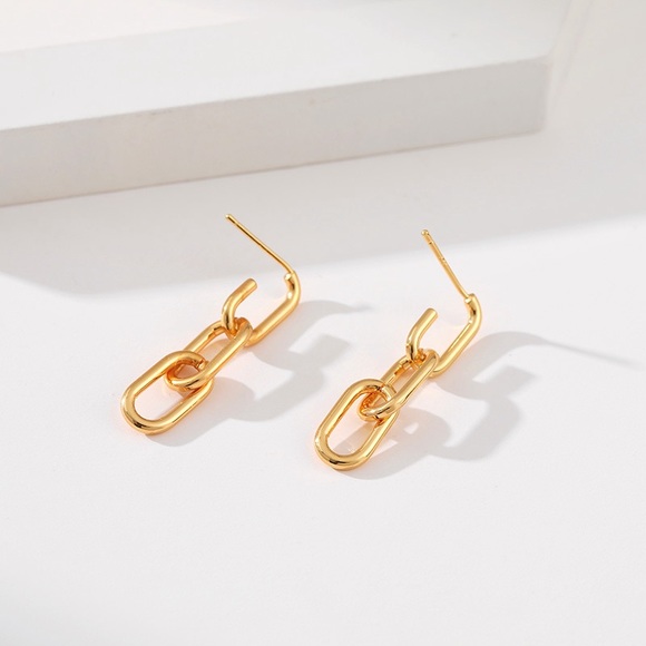 Gold link chains earrings - Picture 5 of 7